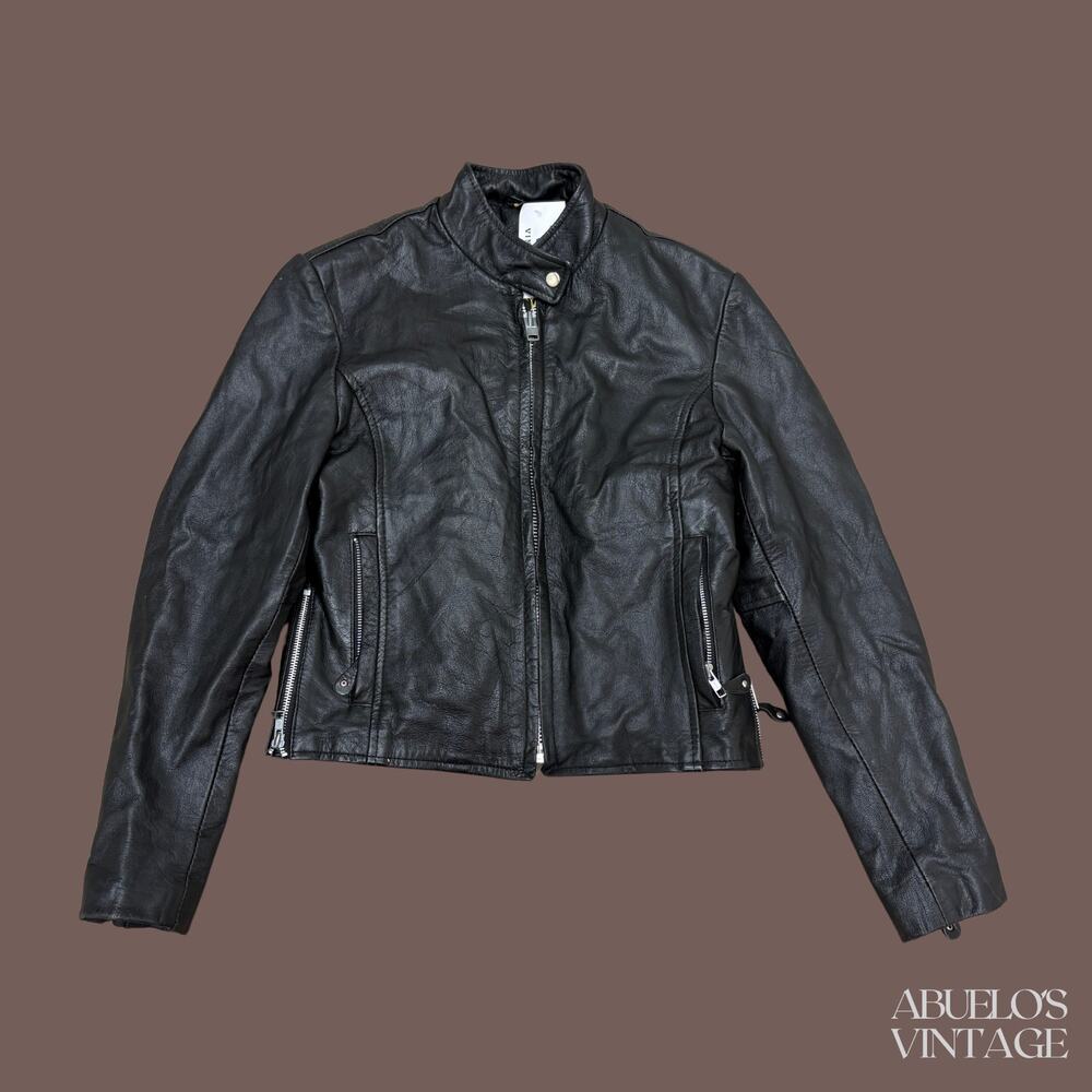 Vintage Hudson Leather Jacket | Black, Cropped, Moto Style | Size S